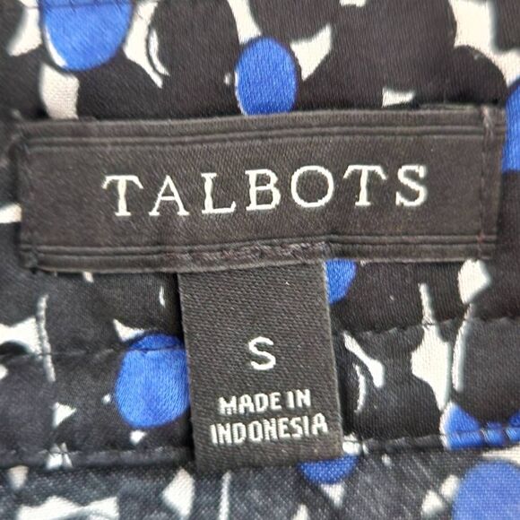 Talbots Blue and Black Sleeveless Blouse Size Small Black and Blue Print Top - Picture 5 of 6